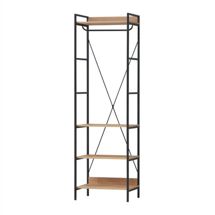 Open Wardrobe Storage Unit Bedroom Furniture 4 Shelves Hanging Rail