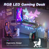 L-Shape Corner Gaming Desk Computer PC Workstation Writing Table with LED Lights