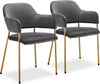 2pcs Velve Dining Chairs Set Padded Seat Metal Legs Kitchen Furniture Chair New