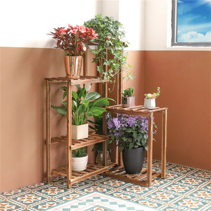 Wood Plant Stand Floral Design Step Style 4 Tier Corner Shelf Flower Planters Ho