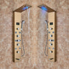 Gold LED Shower Panel Column Tower Massagers Body Jets Bathroom Mixer Taps Wall