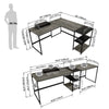 Revisible L Shaped Desk w/ Storage Shelves, 2 Person Workstation Table