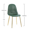 4pcs Green PU Leather Dining Chairs Golden Chromed Legs for Dining Room Kitchen