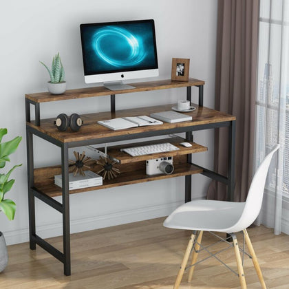 Office Home Computer Desk Working Table Workstation with Shelf and Keyboard Tray