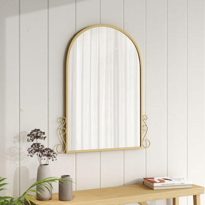 Large Arch Vintage Mirror Wall Mounted Table Top Metal Frame Bathroom Bedroom UK