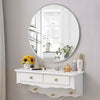 Bathroom Bedroom Round Mirror Metal Frame Wall Mount Vanity Mirror 40/50/60/80cm