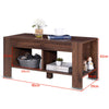 Rectangle Coffee Cocktail Table w / Tabletop 2 Compartments & 2 Storage Shelves