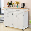 White Kitchen Island Breakfast Bar Block Cabinet Storage Trolley Cart Table Home