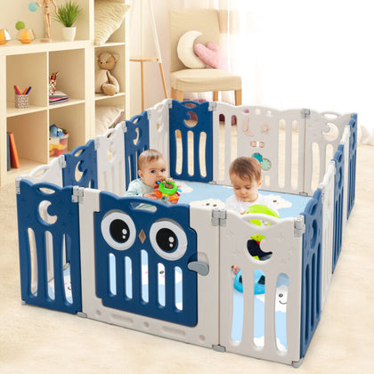 Baby Playpen Kids 16 HDPE Panel Folding Play Yard w/ Safety Lock & EducationToys