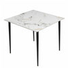 White / Grey Rectangle Dining Table Sintered Stone Top Metal Legs Dining Room