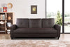 Sofa Bed Faux Leather with Cup holder and Armrests 3 Seater Black Brown Ash Grey
