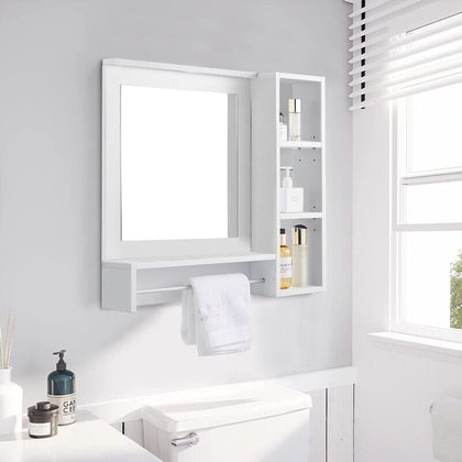 White Bathroom Cabinet Mirror Storage Unit 4 Shelf Wall Mounted Cupboard Unit
