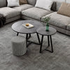 Set of 2 Modern Nesting Coffee Table Round Accent Cafe Table Grey Sintered Stone