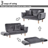 Small Upholstered Sofa Bed Sleeper Recliner Loveseat 2Seater Couch Sofabed Grey