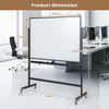 Rolling White Board Reversible Dry Erase Board Height Adjustable Whiteboard