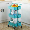 3-Tier Kitchen Trolley Cart Metal Storage Tower Rack Bathroom Shelf Casters