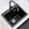 Black Stone Resin Single Bowl Kitchen Sink Undermount w/ Drainer Waste Kit 550mm