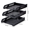 Stackable 3 Tier Office Filing Trays A4 Document Desk Riser Letter Paper Storage