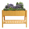 Wooden Raised Bed Planter Growing Box Flower Herb Trough Stand with Bottom Shelf