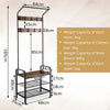 3-in-1 Industrial Coat Rack w/ Shoe Bench Storage Shelf Bench Coat Stand w/Hooks