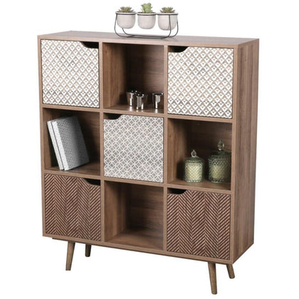 9 Cube 5 Door Wooden Storage Unit Bookcase Shelving Display Shelves Wood Shelf