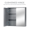 Bathroom Cabinet Cupboard Make-up Storage Shelves with Mirror Double Door Grey