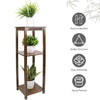 Vintage Carving Art Bamboo Tall Plant Stand Pot Holder Home Side Table End Table