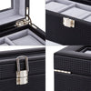 Mondeer 6 Slots Watch Box Black Watch Display Organizer Lockable PU Leather