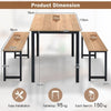 3PCS Kitchen Dining Table Set Industrial Breakfast Table &2 Benches Space-Saving