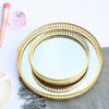 Vintage Golden Round Mirror Glass Candle Tray Plate Vanity Table Perfume Display