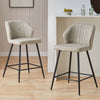 Set of 2 Counter Stools Dining Chairs Barstools Faux Leather Upholstered Seat
