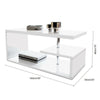Alaska Modern High Gloss White Coffee Table Rectangle Side Table with RGB LED