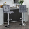 Set of 2 Bar Stools Faux Leather Gas Lift Bar Chair Grey Padded Chair Kitchen