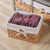 Grey Wooden Storage Unit 4 Drawer Chest Water Hyacinth Basket Hallway Organiser