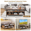 Industrial Coffee Table Wooden Cocktail Center Table with Storage Shelf