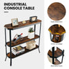 Industrial Console Table 100 cm Long Narrow Sofa Table 3-Tier Farmhouse Table