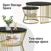 Round Nesting Coffee Table Set of 2 Marble Effect Side End Table Living Room QT