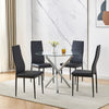 Modern Set of 4 Faux Leather Dining Chair Padded Seat Kitchen Dinning Room Black