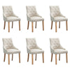 2x Accent Dining Chairs Fabric Upholstered Button Tufted Lounge Room Home Beige