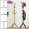 Hooks Wooden Coat Hat Clothes Umbrella Floor Standing Stand Tree Furniture Rack