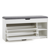 Mondeer Shoe Bench Shoe Cabinet with Seat Storage and Flip-up Drawer White Grey