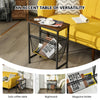 Industrial Sofa Side Table Coffee Snack Table Laptop Desk with Magazine Holder