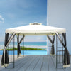 3x3m Steel Gazebo Garden Outdoor 2-tier Roof Marquee Party Tent w/ Storage Shelf