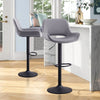 Set of 2 Grey Faux Leather Bar Stools Swivel Gas Lift Foot Rest Pub Chair Modern