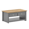 Modern 2 Drawers Coffee Tea Side Low Table Shelf Storage Grey Oak Living Room