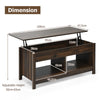 110cm Modern Lift Up Top Coffee Table Desk W/ Hidden Storage & Divided Shelf