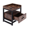 Industrial Sofa Side End Coffee Table With Drawer Bedside Lamp Table Nightstand