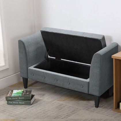 Bedroom Linen Window Seat Sofa Side Ottoman Storage Blanket Box Bench Footstool