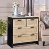 Large Side Cabinet Rustic Sideboard Vintage Cupboard Storage Unit Rattan Drawers