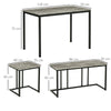 Dining Table Set, Concrete Effect Kitchen Table and Chairs for 4 People, Grey